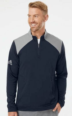Adidas A532 - Textured Mixed Media Quarter-Zip Pullover
