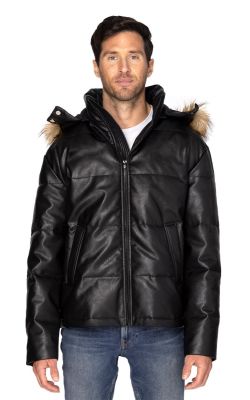 Threadfast 397J - Unisex Vegan Leather Puffer Jacket