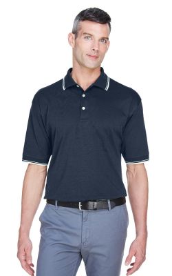 Devon & Jones  D140  -  Men's Tipped Perfect Pima Interlock Polo