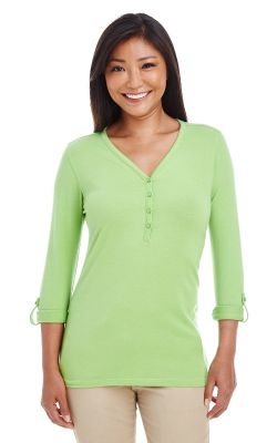 Devon & Jones  DP186W  -  Ladies' Perfect Fit Y-Placket Convertible Sleeve Knit Top