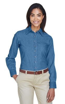 Harriton  M550W  -  Ladies' 6.5 oz. Long-Sleeve Denim Shirt