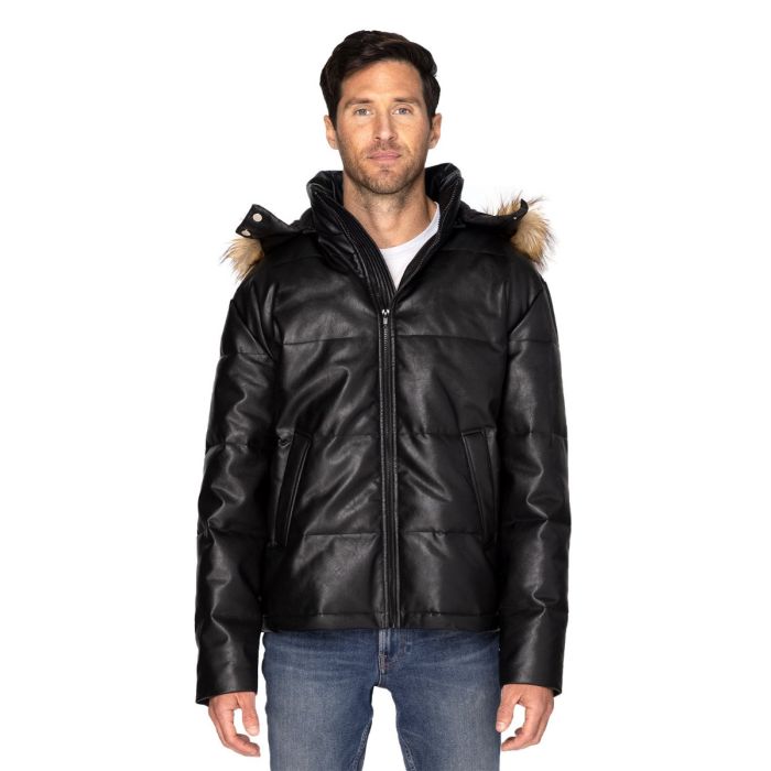 Threadfast 397J - Unisex Vegan Leather Puffer Jacket main product photo