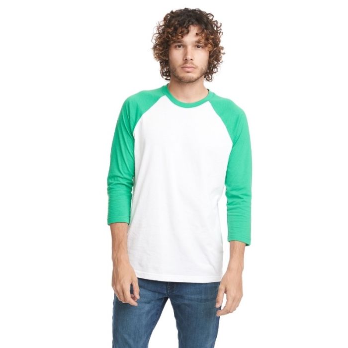 Next Level 6251 Unisex CVC 3 4 Sleeve Raglan Baseball T Shirt BLK DK HTHR GRY L