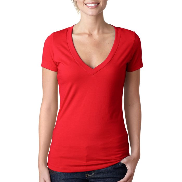 Next Level 6640 Ladies CVC Deep V Neck T Shirt Wholesale