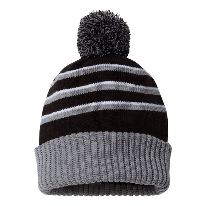 Ideal ID134 - Stripe Pom Cuffed Beanie main product photo