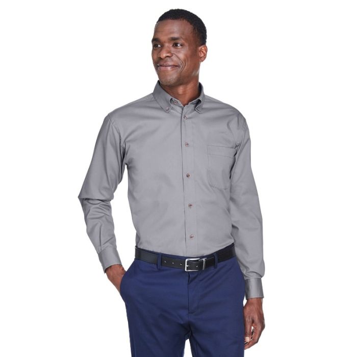 Harriton M500 - Men's Easy Blend Long-Sleeve TwillShirt withStain-Release main product photo