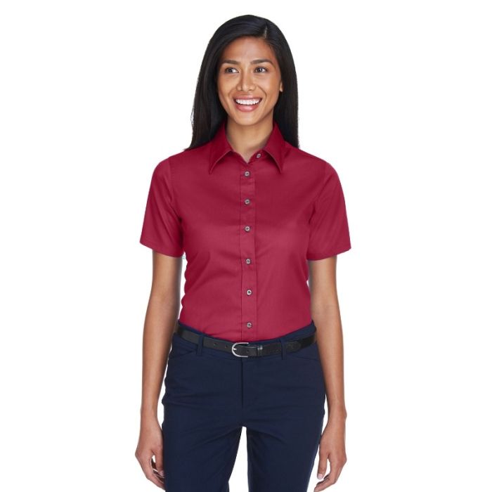 Harriton M500SW - Ladies' Easy Blend Short-Sleeve Twill Shirt withStain-Release main product photo