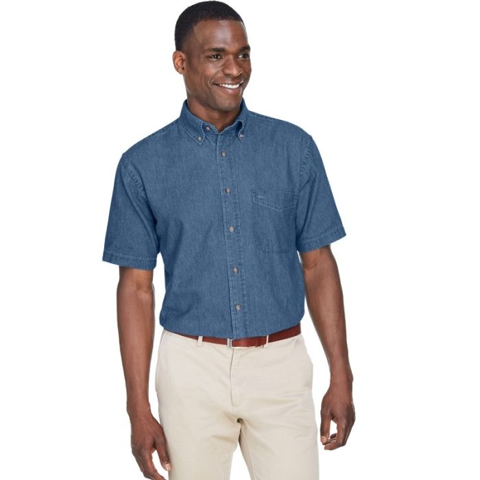 Harriton M550S - Men's 6.5 oz. Short-Sleeve Denim Shirt main product photo