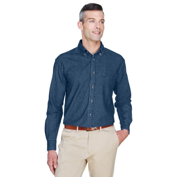 Harriton M550T - Men's Tall 6.5 oz. Long-Sleeve Denim Shirt main product photo
