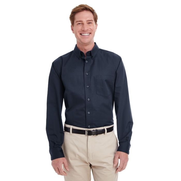 Harriton M581T - Men's Tall Foundation 100% Cotton Long-Sleeve Twill Shirt with Teflon main product photo