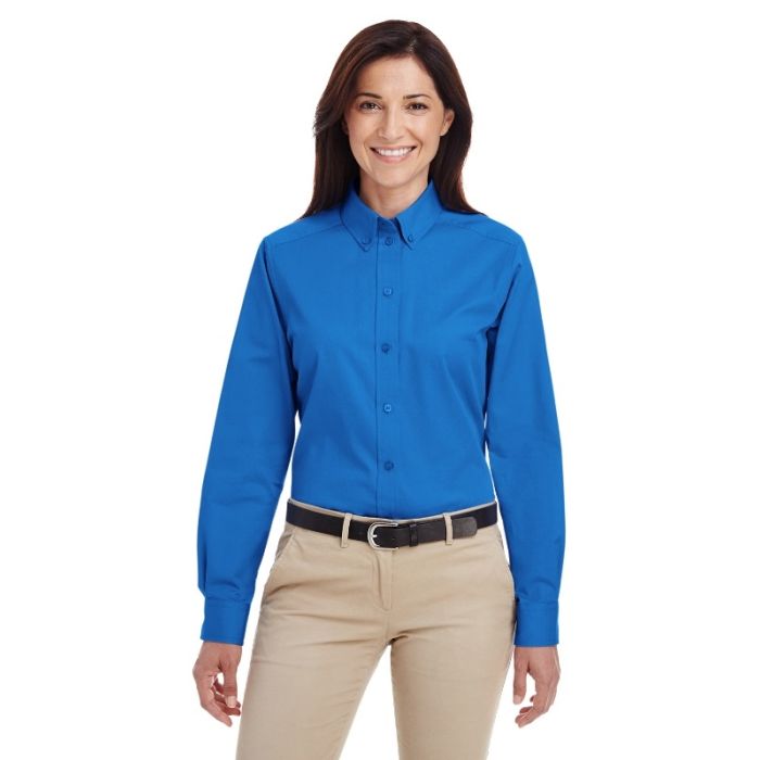 Harriton M581W - Ladies' Foundation 100% Cotton Long-Sleeve Twill Shirt withTeflon main product photo
