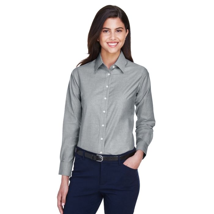 Harriton M600W - Ladies' Long-Sleeve Oxford with Stain-Release main product photo