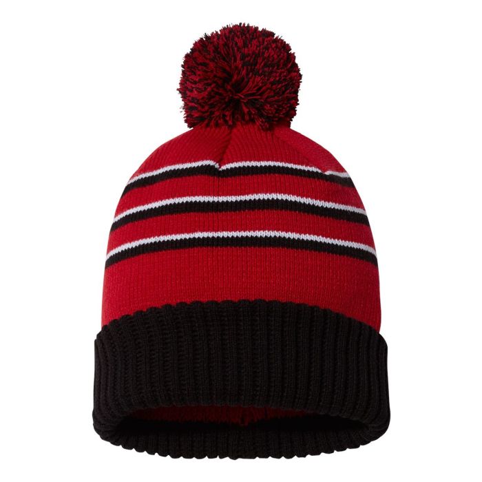 Richardson 134 - Stripe Pom Cuffed Beanie main product photo