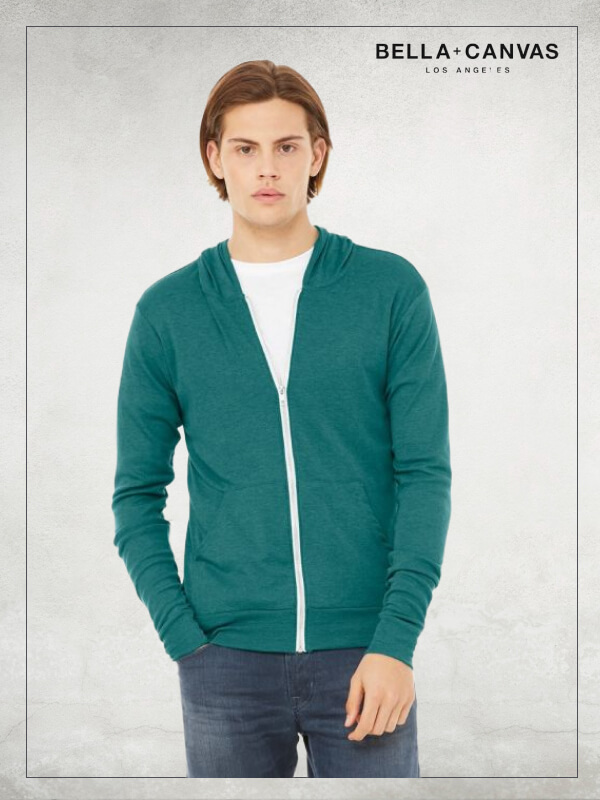 Bella+Canvas 3939 - Unisex Triblend Full-Zip Lightweight Hoodie